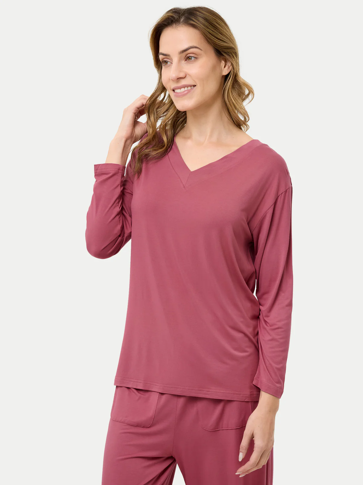 Long Sleeve Bamboo Slouchy PJs Top - Image 34