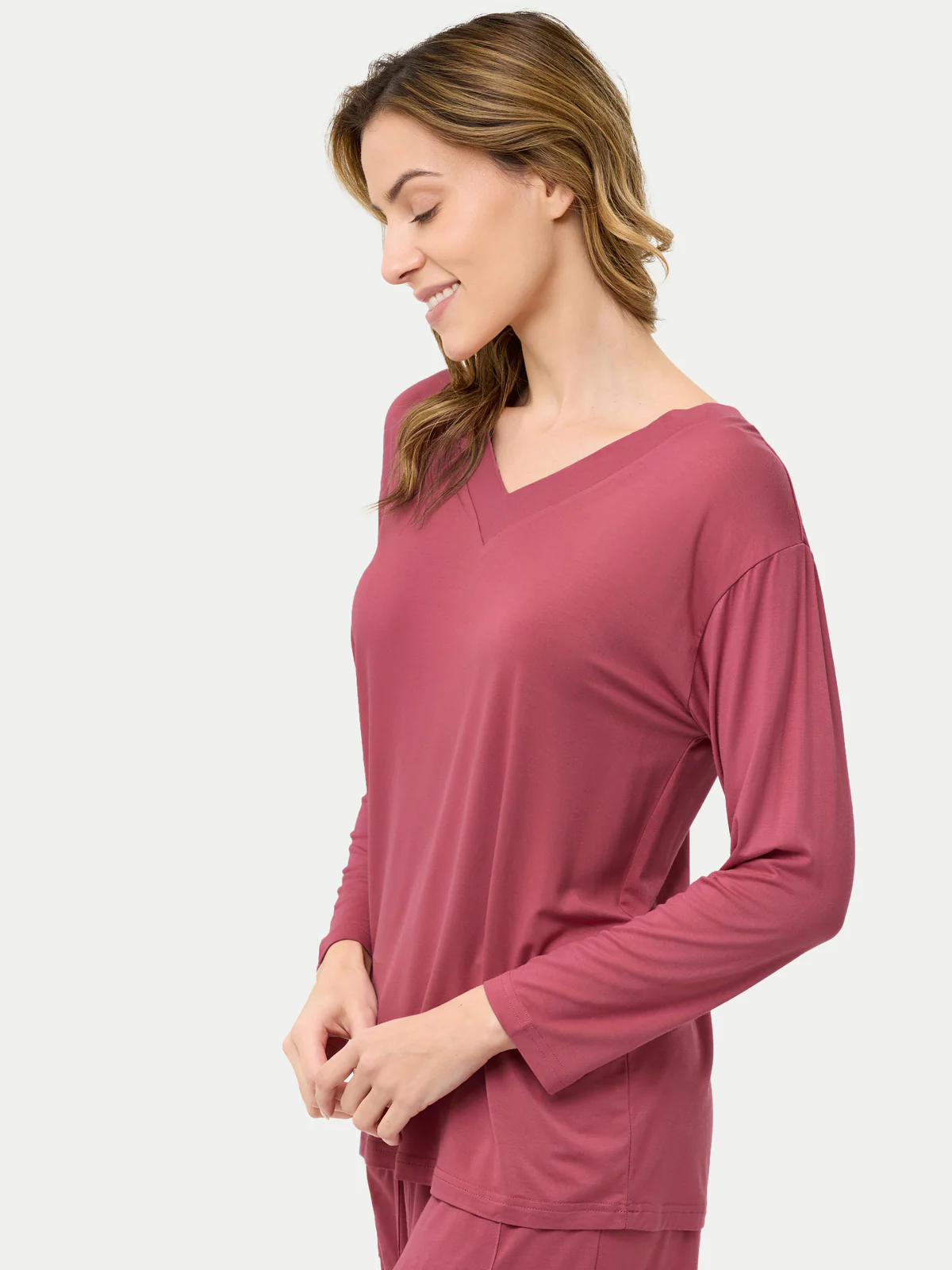 Long Sleeve Bamboo Slouchy PJs Top - Image 37