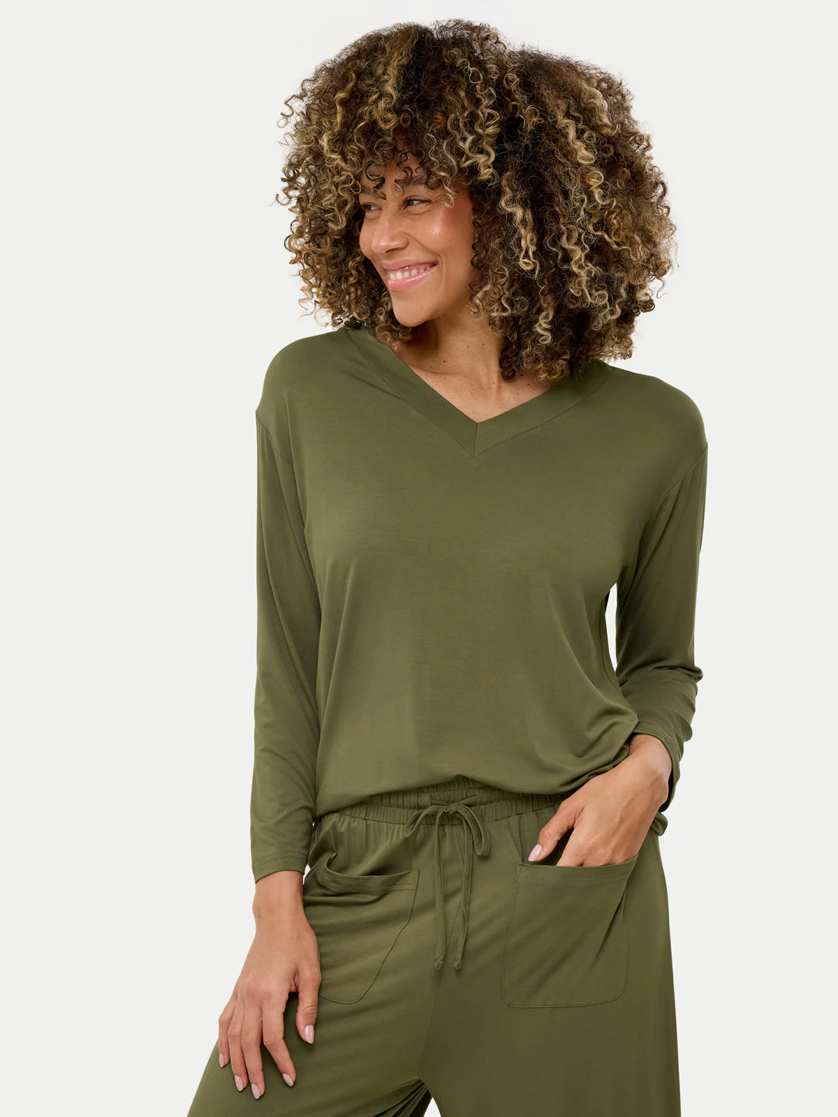 Long Sleeve Bamboo Slouchy PJs Top - Image 54