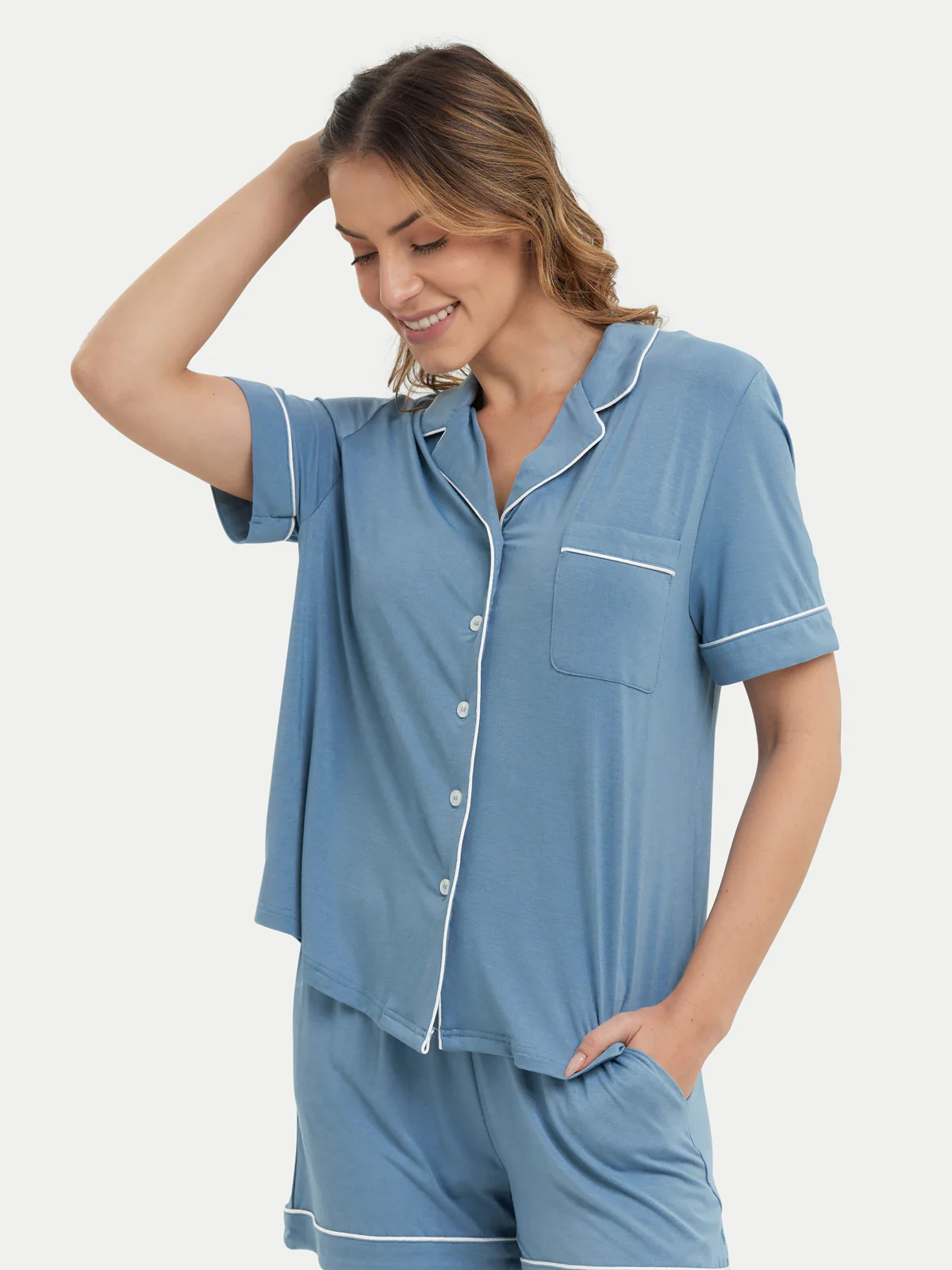 Short Sleeve Bamboo Pajama Set - Image 77