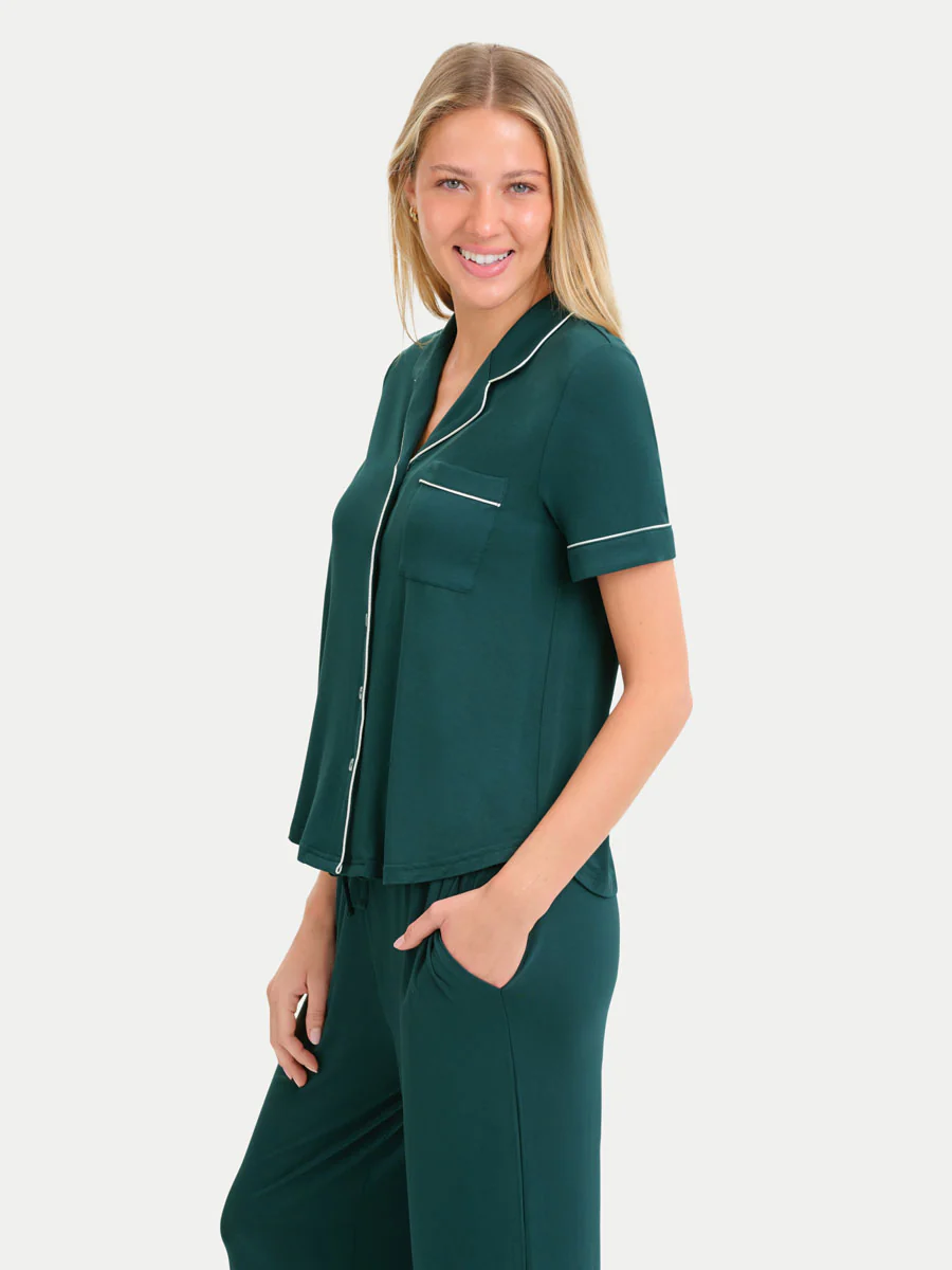 Short Sleeve Bamboo Pajama Set with Pants - Image 102