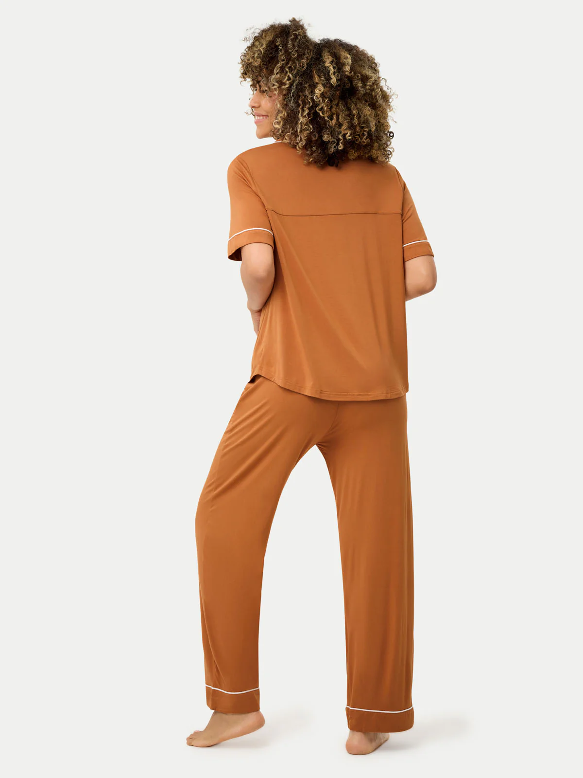 Short Sleeve Bamboo Pajama Set with Pants - Image 57