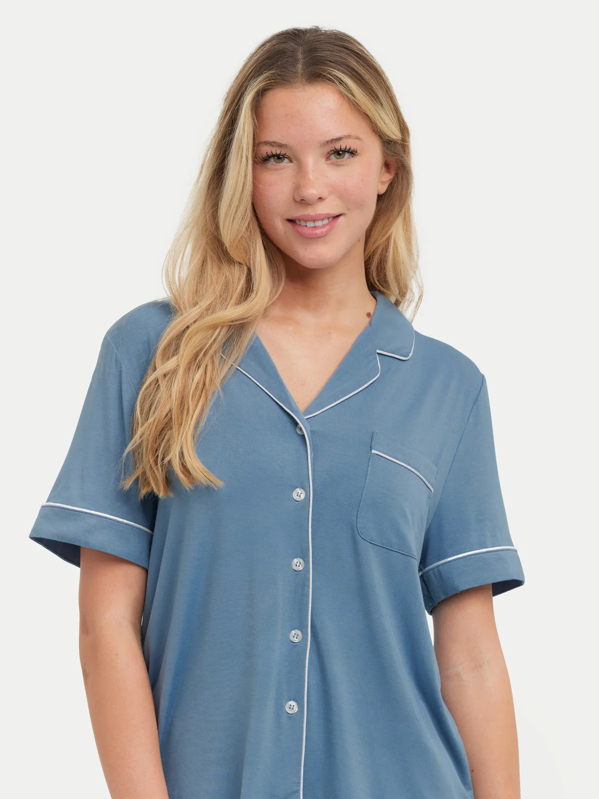 Short Sleeve Bamboo Pajama Set with Pants - Image 76