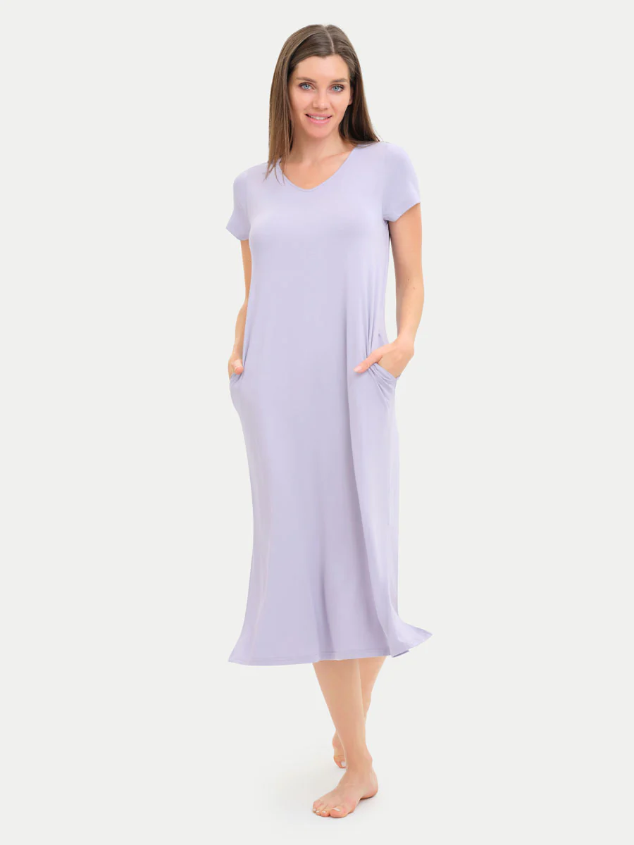 Short Sleeve Long Bamboo Sleepshirt - Image 73